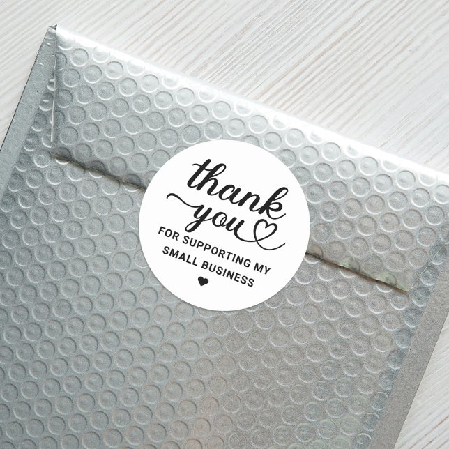 Vielen Dank Black Heart Script Small Business Runder Aufkleber (Von Creator hochgeladen)