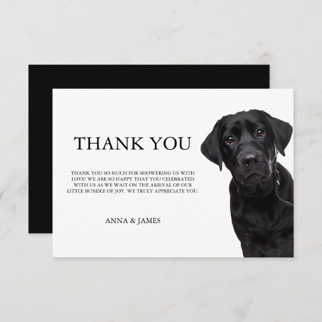 Vielen Dank, Black Labrador Baby Shower Cards Dankeskarte (Vorne/Hinten)