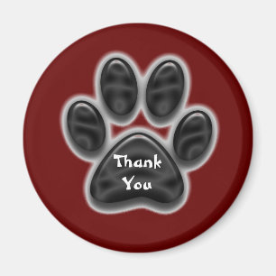 Vielen Dank Black Paw Print Animal Lover Danke Magnet