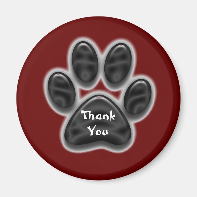 Vielen Dank Black Paw Print Animal Lover Danke Magnet (Vorne)