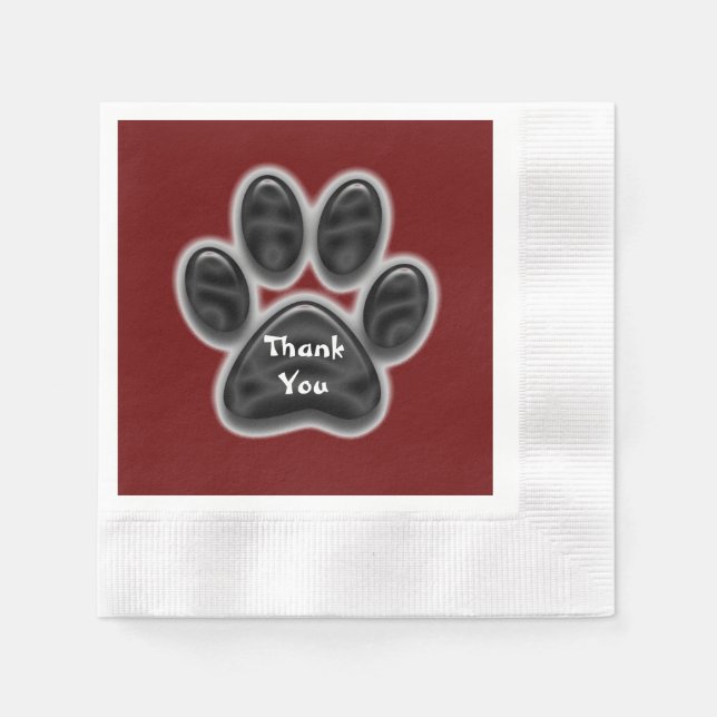 Vielen Dank Black Paw Print Dog Lover Wertschätzun Serviette (Vorderseite)