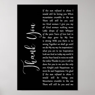 Vielen Dank, Black Script Song Lyric Wall Art Prin Poster