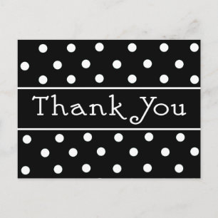 Vielen Dank, Black & White Polka Dot Pattern Postc Postkarte