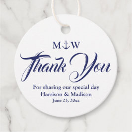 Vielen Dank, blau blauen nautischen Anker Hochzeit Geschenkanhänger