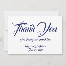 Vielen Dank, blaue Skriptkarte für Hochzeitsnotiz