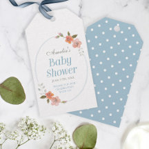 Vielen Dank Blue Baby Dusche mit zarter Blüte