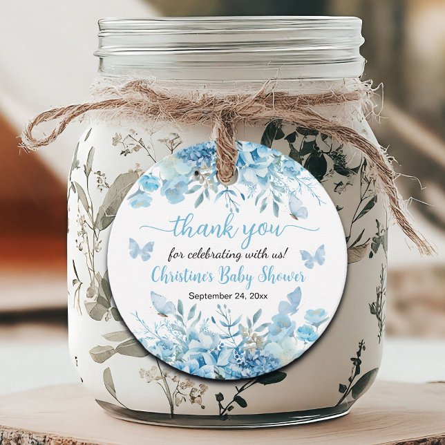 Vielen Dank Blue Floral Baby Dusche Geschenkanhänger (Von Creator hochgeladen)