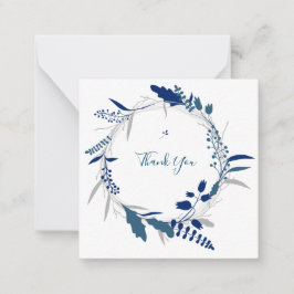 Vielen Dank Blue Floral Modern Flat Note Card Mitteilungskarte