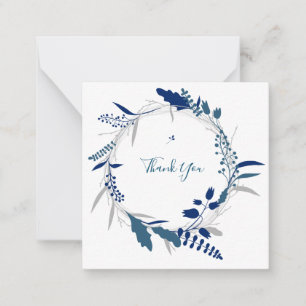 Vielen Dank Blue Floral Modern Flat Note Card Mitteilungskarte