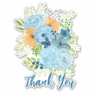 Vielen Dank, Blue Flowers Design Sticker