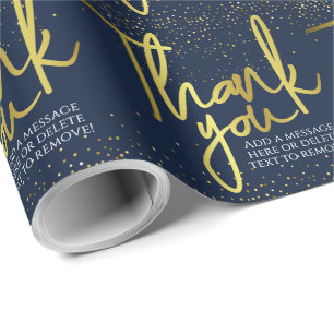 Vielen Dank, Blue Gold Typografy Geschenkpapier