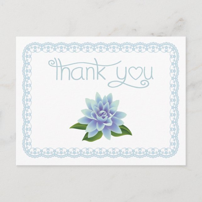 Vielen Dank Blue Lotus Blume Lace Postcard Postkarte (Vorderseite)