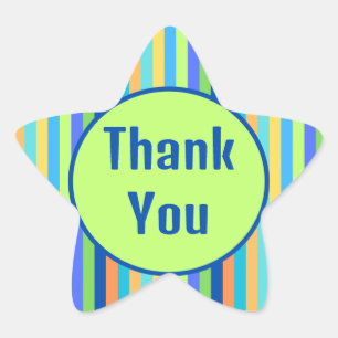 Vielen Dank Blue & Orange Regenbogenstreifen Stern-Aufkleber