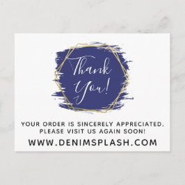 Vielen Dank Blue Paint Stroke & Modern Gold Geo Postkarte