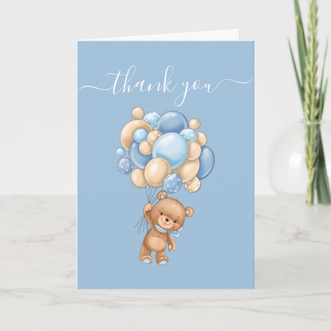Vielen Dank Blue Teddy Wonderful Balloons Card Karte (Vorderseite)