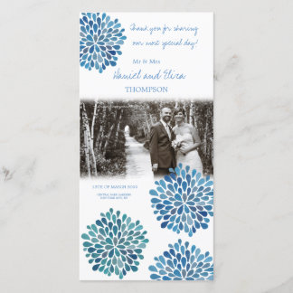 Vielen Dank Blue Watercolor Dahlias Wedding Dankeskarte