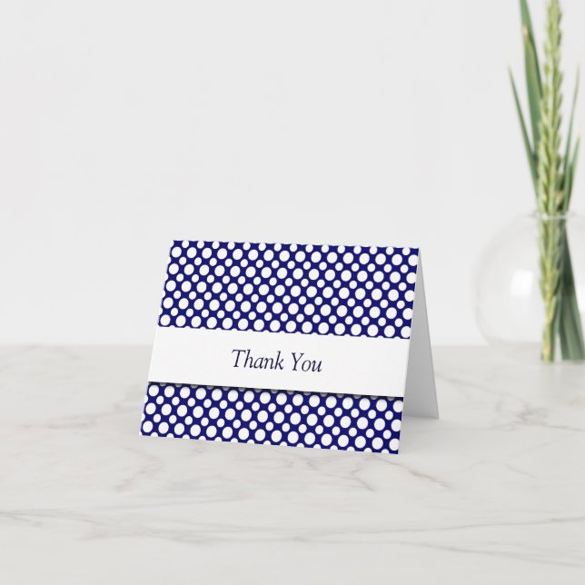 Vielen Dank Blue White Polka Dots Card Dankeskarte (Vorderseite)