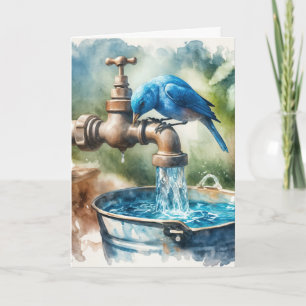 Vielen Dank Bluebird auf einem Retro-Faucet Karte
