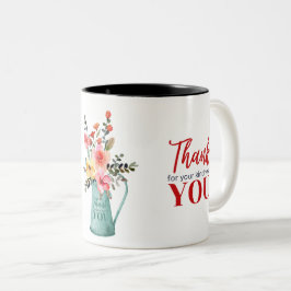 Vielen Dank: Blume Bouquet in einer Aqua-Farbe Zweifarbige Tasse