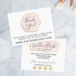 Vielen Dank Blush Pink Watercolor & Modern Gold Ge Postkarte