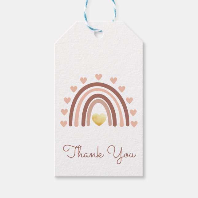 Vielen Dank Boho Rainbow Blush Geschenktasten Geschenkanhänger (Vorderseite)