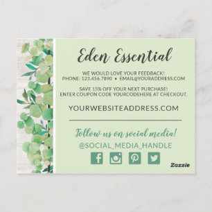 Vielen Dank Botanischer Grüne Eukalyptus & Wood Postkarte