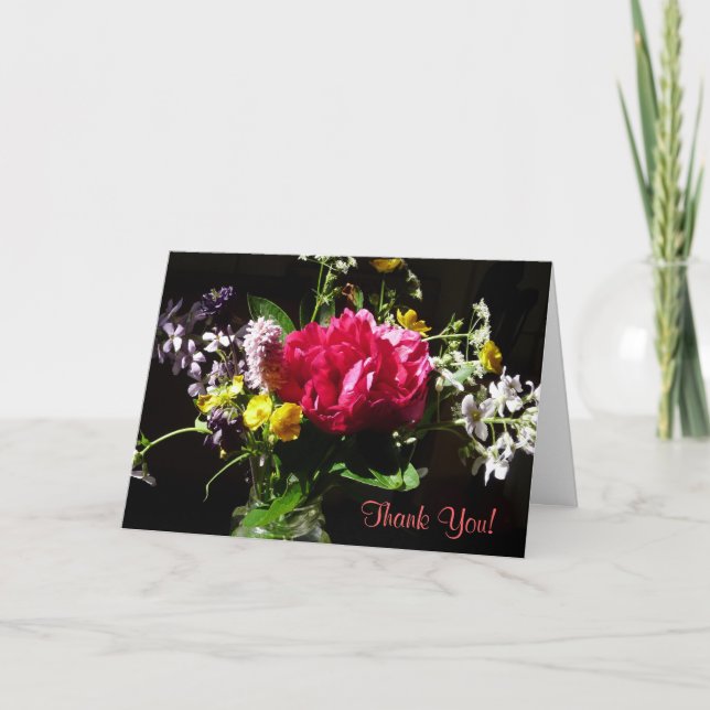 Vielen Dank Bouquet Blume mit Gedicht Dankeskarte (Vorderseite)