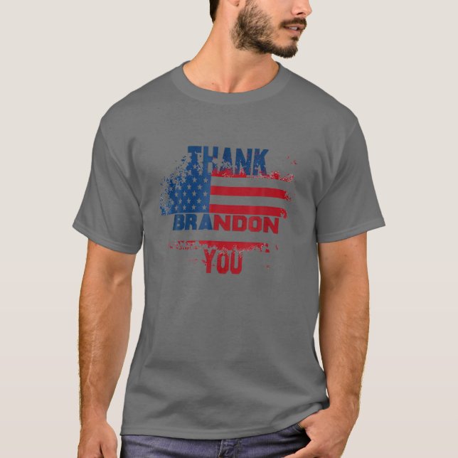 Vielen Dank Brandon Usa Flag Lass's Go Brandon T-Shirt (Vorderseite)