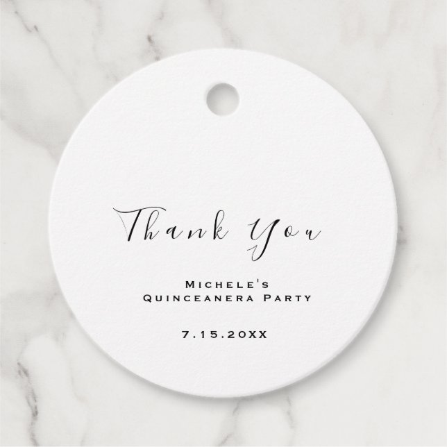 Vielen Dank Brautparty Sweet 16. White einfach Geschenkanhänger (Vorderseite)