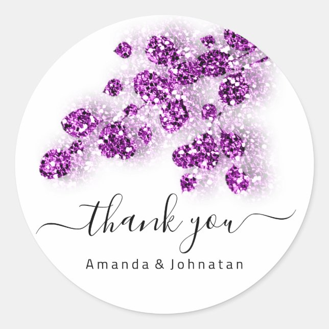 Vielen Dank Bridal Sweet16th Floral Glitzer Pink Runder Aufkleber (Vorderseite)