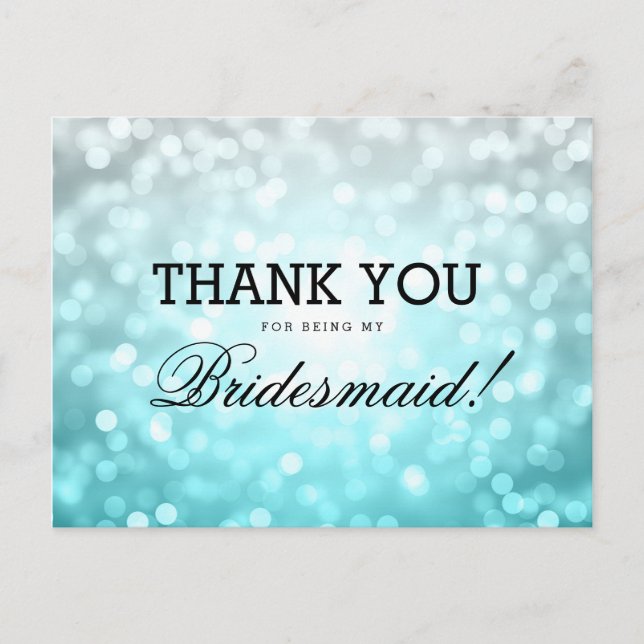 Vielen Dank Bridesmaid Beach Ombre Glitzer Lights Postkarte (Vorderseite)