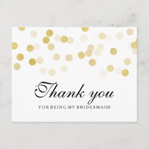 Vielen Dank Bridesmaid Imitats Gold Foil Glitzer L Postkarte