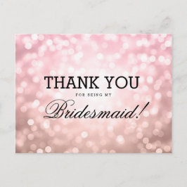 Vielen Dank, Bridesmaid Rose Blush Pink Lights Postkarte