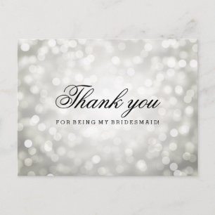 Vielen Dank, Bridesmaid Silver Glitzer Lights Postkarte