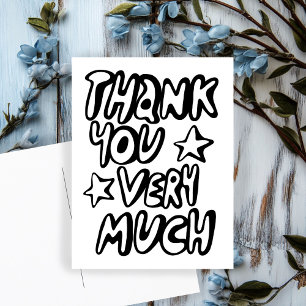 VIELEN DANK Bubble Letters B&W CUSTOM   Postkarte