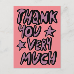VIELEN DANK Bubble Letters Lila Rosa Postkarte