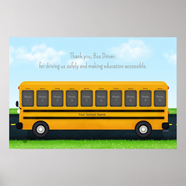 Vielen Dank Busfahrer 10 Foto Custom School Bus Poster (Vorne)