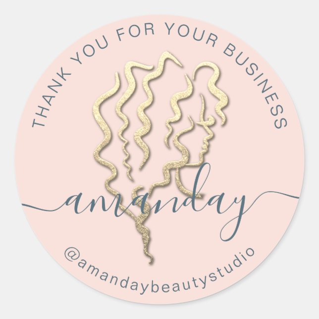 Vielen Dank Business Gold Logo Name Rosen Haare Sc Runder Aufkleber (Vorderseite)