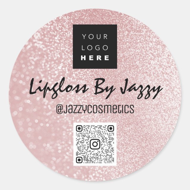 Vielen Dank Business Packaging Rose Glitzer QR-Cod Runder Aufkleber (Vorderseite)