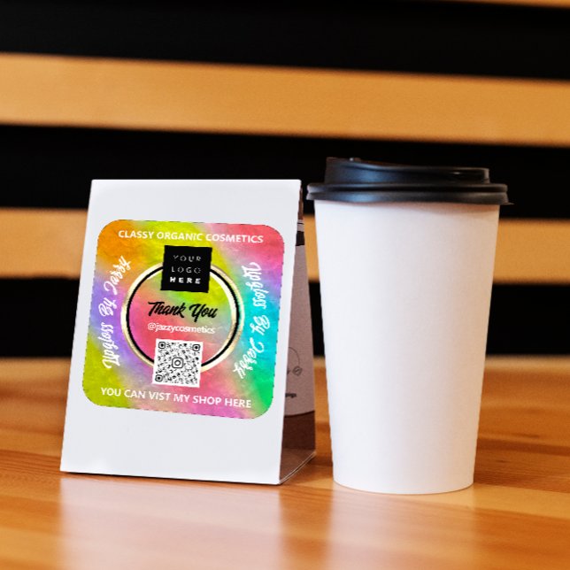 Vielen Dank Business QR Code Logo Rainbow Holograp Quadratischer Aufkleber (Von Creator hochgeladen)