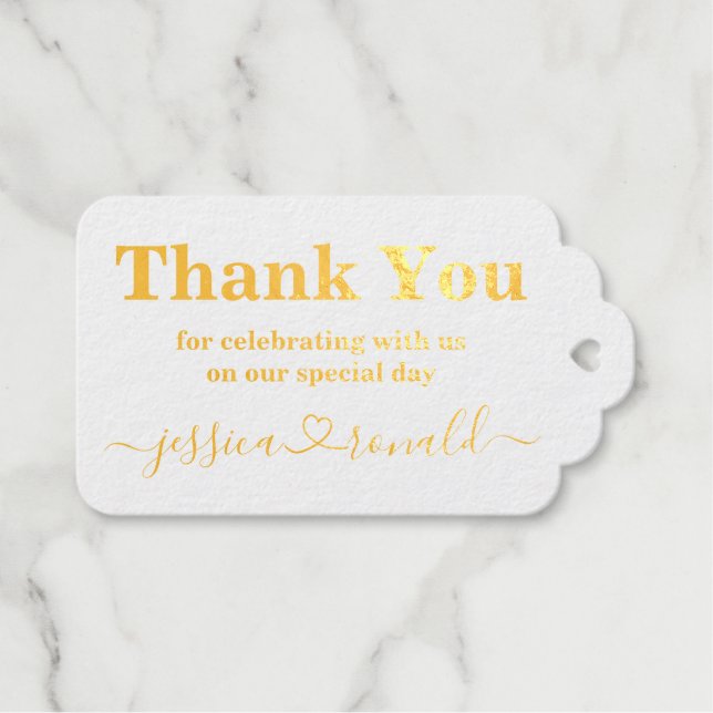 Vielen Dank, Calligraphy Gold Foil Gastgeschenk Ho Geschenkanhänger (Vorderseite (Horizontal))