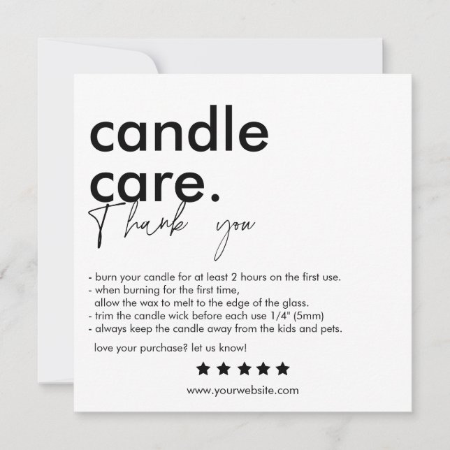 Vielen Dank Candle Care Modern Business Card Dankeskarte (Vorderseite)