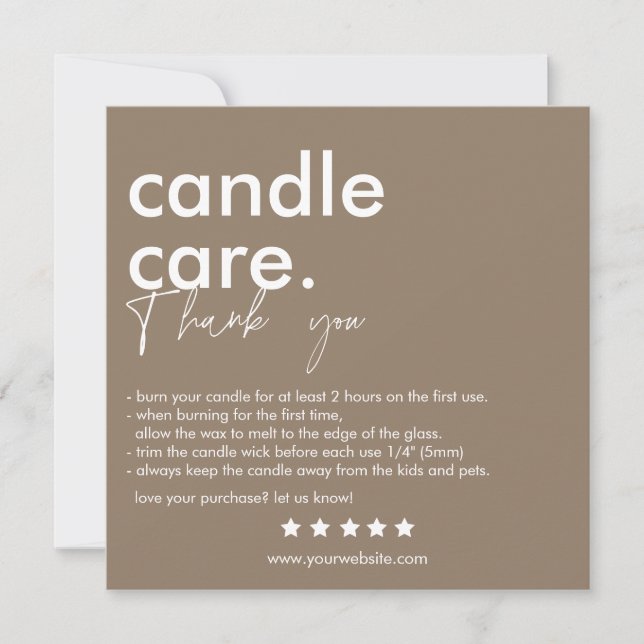 Vielen Dank Candle Care Modern Business Card Dankeskarte (Vorderseite)