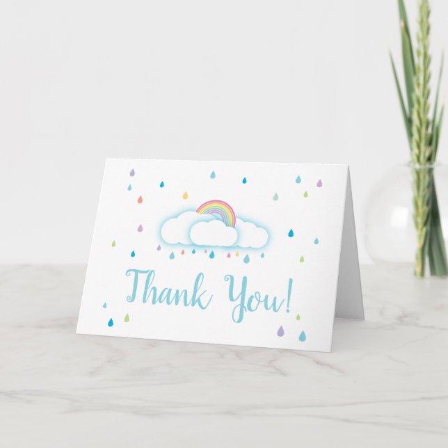 Vielen Dank Card Cloud Rainbow Raindrop Baby Showe Karte (Vorderseite)