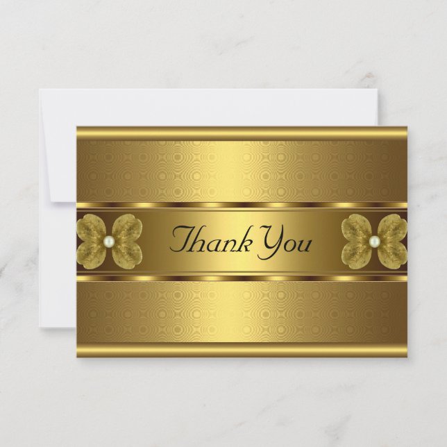Vielen Dank Card Elegant Roll Gold Floral Dankeskarte (Vorderseite)