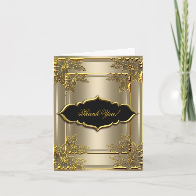 Vielen Dank Card Eleganter Kaffee Black Gold Dankeskarte (Vorderseite)