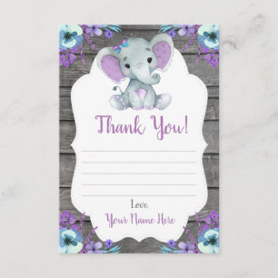 Vielen Dank Card Girl Elephant Dusche mit Blume Begleitkarte