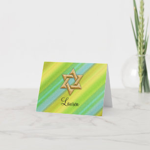 Vielen Dank Card Gold Star Yellow Blue Green Strip