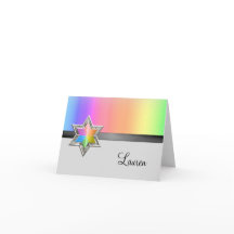 Vielen Dank Card Rainbow Black Ribbon Silver Star