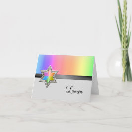 Vielen Dank Card Rainbow Black Ribbon Silver Star Dankeskarte